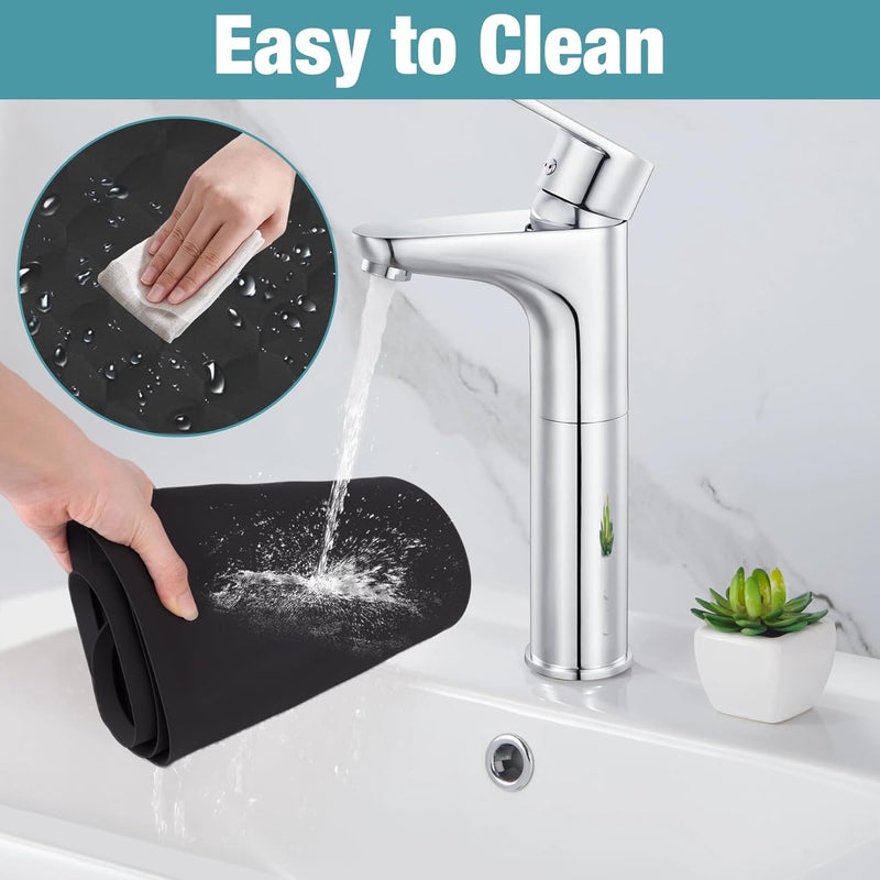 ToLanbbt Refrigerator Spill Mat - 37.5'' x 8.5'' Silicone Under Fridge Floor Protector with Raised Edge, Leak Catcher Liner Drip Tray for Refrigerator Washing Machine, Dryer, Wine Cooler, Black - Image 5